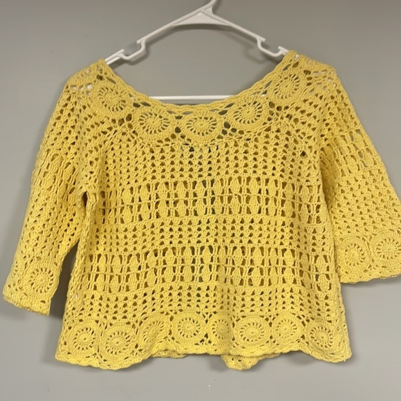 Super cute!  Attitudes by Renee yellow knitted sweater, Small, knitted patterns - Picture 3 of 8